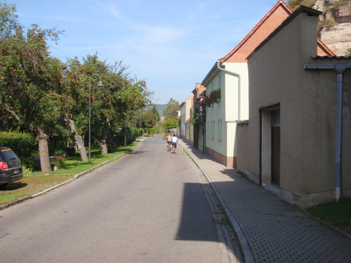 Entering the town Großjena.